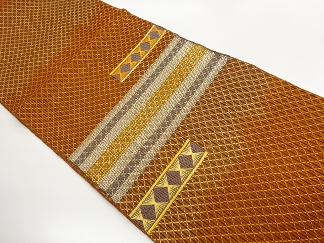 JAPANESE KIMONO / TSUMUGI VARIATION WEAVE ABSTRACT HORIZONTAL STRIPE P